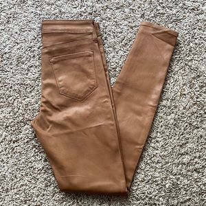 L’AGENCE Marguerite High Rise Skinny Coated Jeans, Caramel/Brown, size 26.